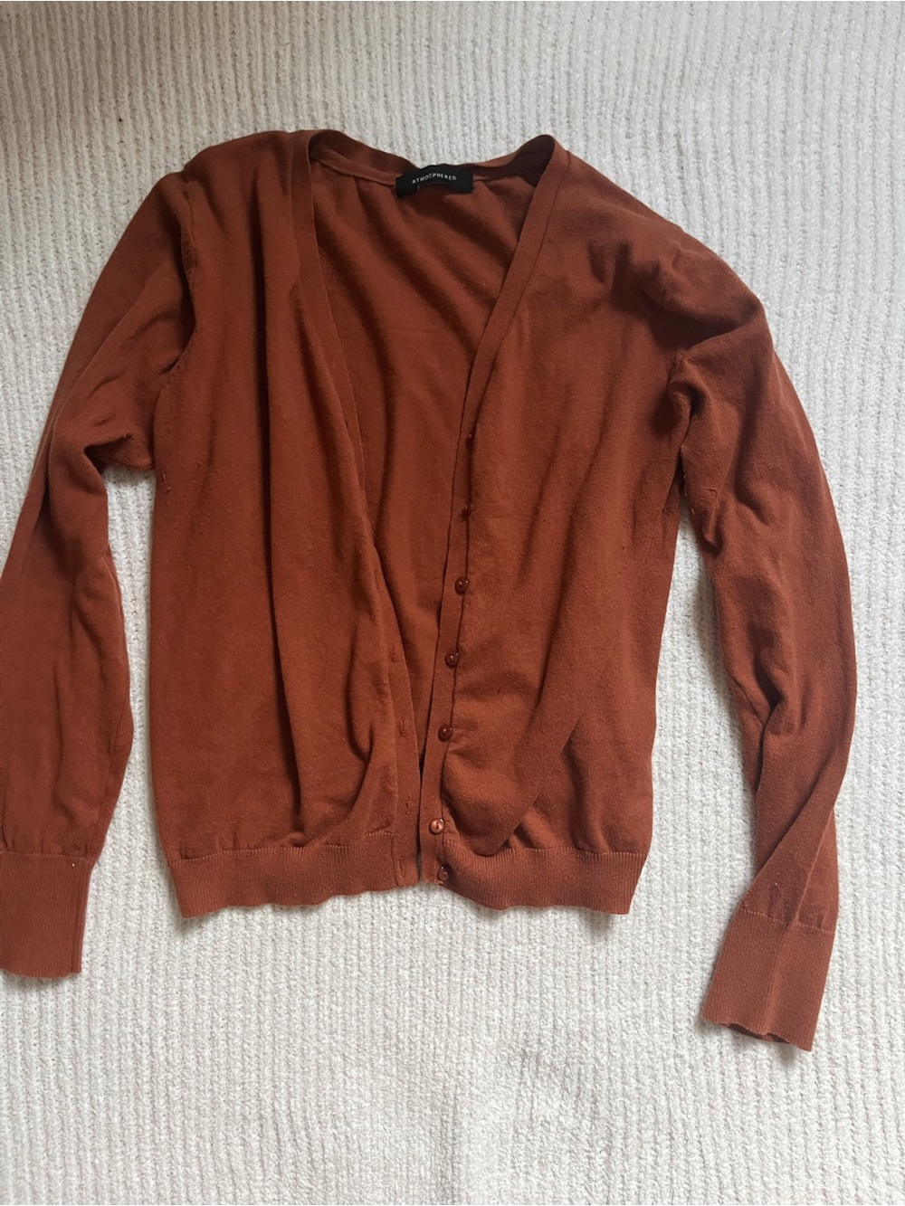Atmosphere Burnt Orange Lightweight Button-Up Cardigan